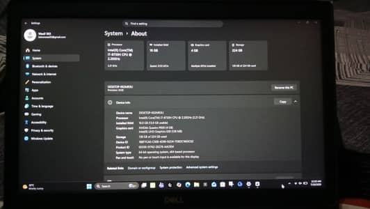 Dell Precission 3530 Ci7 8th Generation 16GB Ram 256GB SSD 4GB GPU
