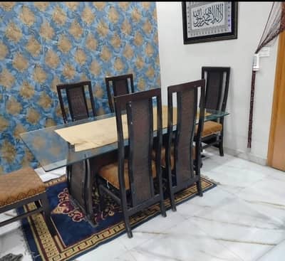 Wooden Dining Table with 6 chairs