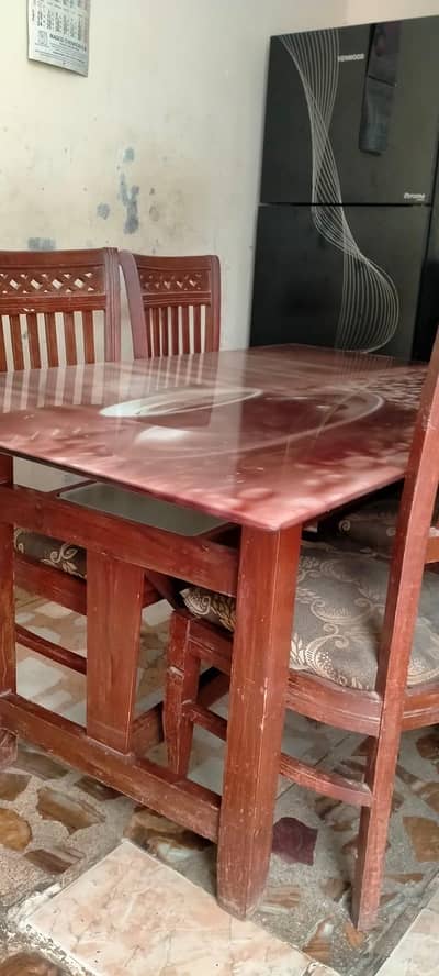 Dining table with six chairs