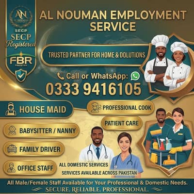 Maid /Cook/ Baby sitter / Patient Care/ Nurse / Kitchen Helper/ Driver