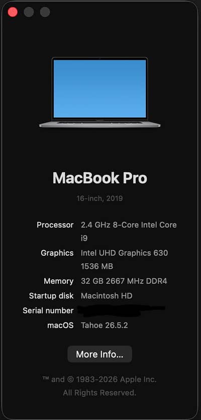 MacBook Pro 2019 (16-inch) – Core i9 | 32GB RAM | 500GB SSD