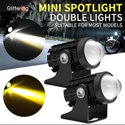 2PCS Mini LED Fog Lights | White & Yellow | 20W | For Bike & Car
