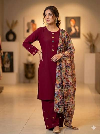 3pcs women stitched lawn