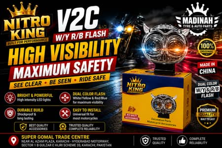 Nitro King V2C W/Y R/B Flash High Visibility LED Light