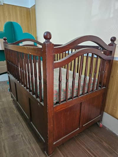 Wooden Cot Bed for Baby, with Mattress, Price Negotiable