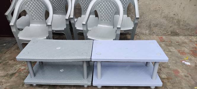 Set of 6 Chairs and 2 Tables for Sale