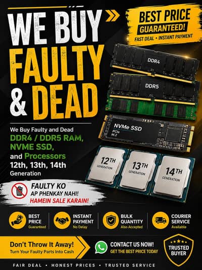 We buy faulty ram nvme and processor