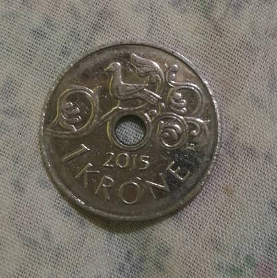 Metal Coin One Krone 2015
