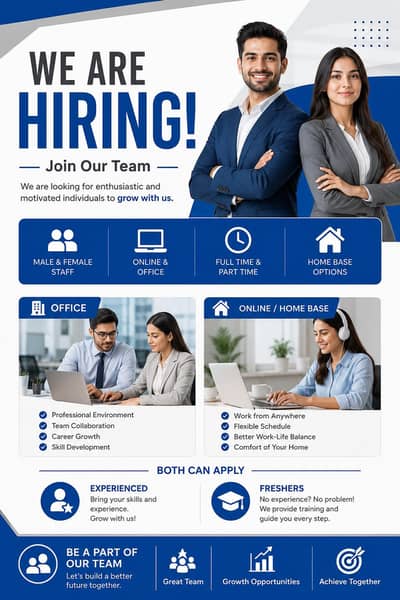 Hiring staff for office and online Job