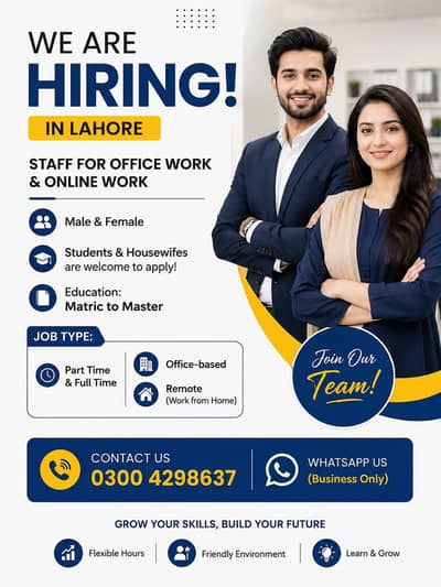 office and online work job available - Male/ Female (Lahore)