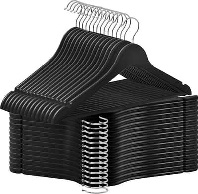 Premium Wooden Finish plastic Hanger | Heavy Duty | Black & Beige