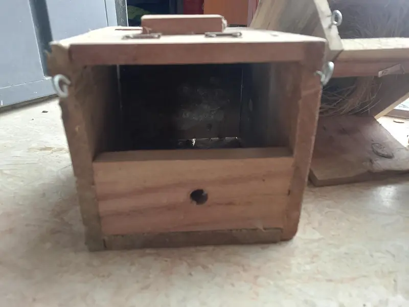 finch breeding box in wood