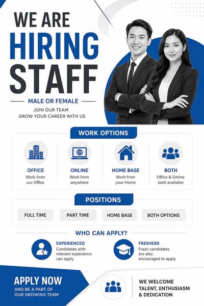 we are hiring male and female for office and online work