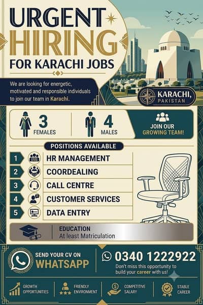 urgent hiring for karachi