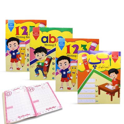 Kids 4 in 1 Writing Practice Book Set | ABC 123 Urdu | Nursery to KG