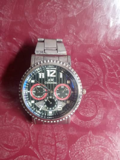 AW Collection Men's Choronograph Wrist Watch Stainless Steel Black Dai
