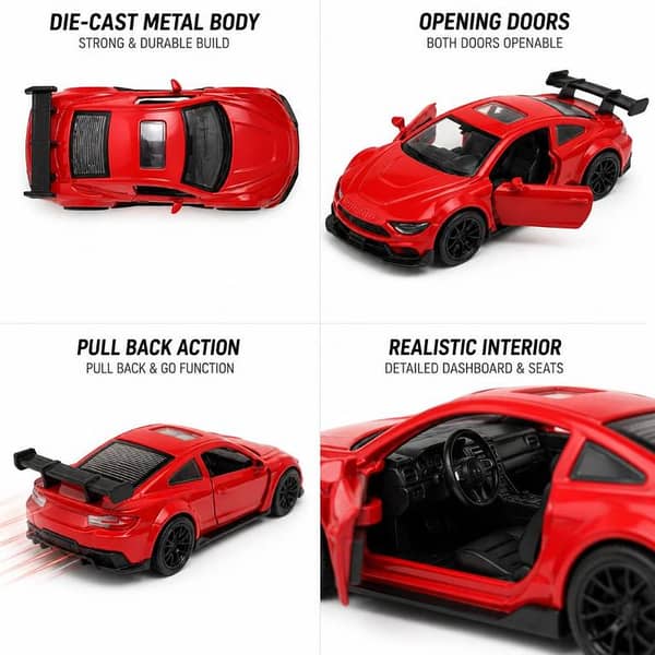 1 Piece 1:43 die cast alloy car model metal cars pull back simulation car toy boy sports car with open door toys for kids