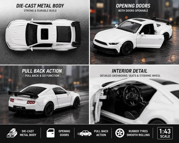 1 Piece 1:43 die cast alloy car model metal cars pull back simulation car toy boy sports car with open door toys for kids