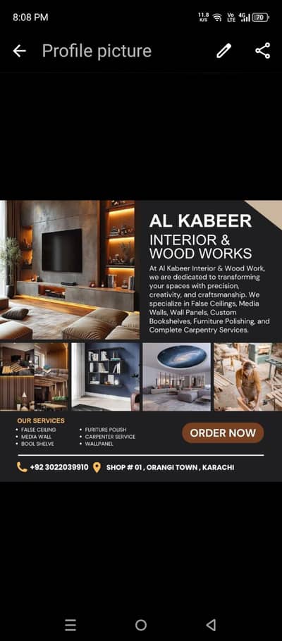 Carpenter & Wood Work Services - Kitchen - Wardrobe - media wall- Furn