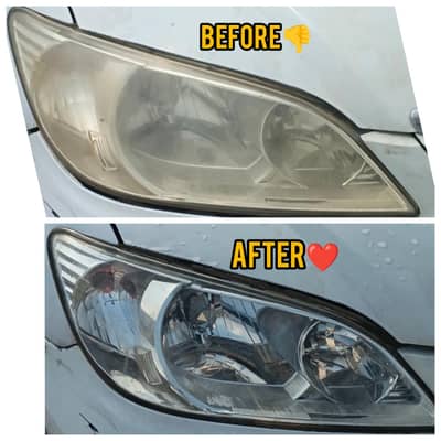 Honda civic head lights polish Rezult