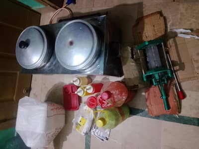 Fries machine . cutter machine. masala catch-up . chatni. Box