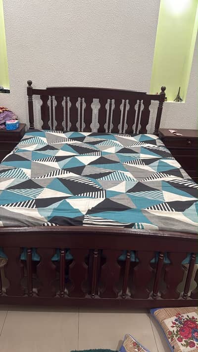 Queen Bed with mattress & side tables