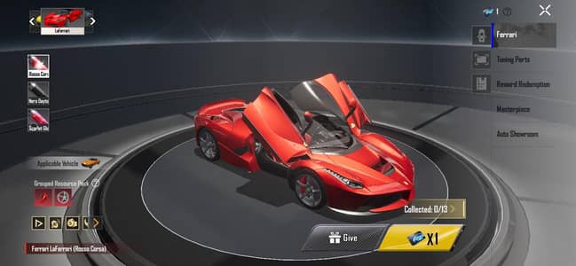 PUBG Ferrari card available for sale