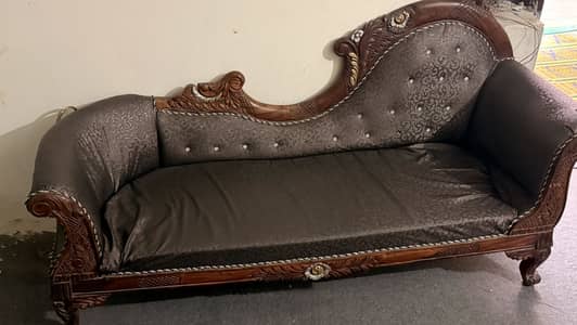 Used Solid Wood Bed Set with Dewan for Sale