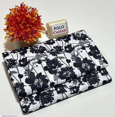 Black floral printed polo cotton suit. with free delivery
