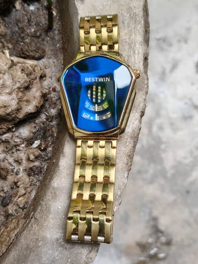 Original Bestwin Blue Dial Golden Color Watch
