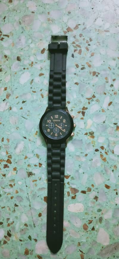 *GENEVA Black Silicone Strap Watch