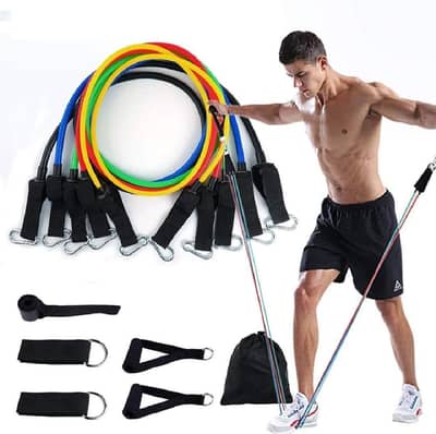 11-Piece Resistance Bands Set for Home Gym & Fitness Workout