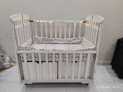 kids cot wooden white