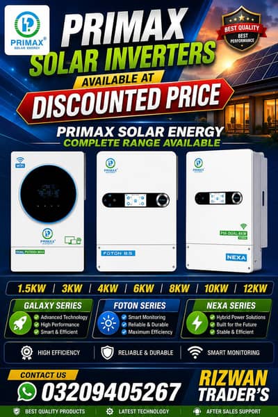 PRIMAX SOLAR INVERTERS & LITHIUM BATTERIES 1.5KW 3KW 6KW 8KW 10KW 12KW