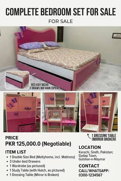 Kids bed set for gril