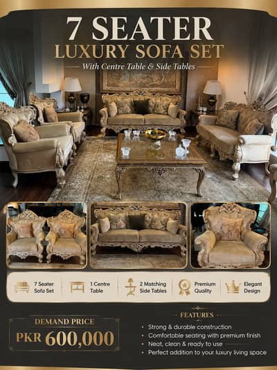 Sofa Set || 7 Seater Sofa with Centre Table || Luxury Sofa for Sale