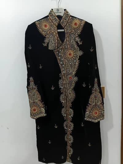 velvet sherwani with qula