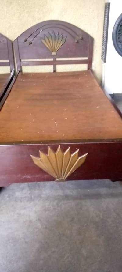 Wooden Double Bed Set with  2 Mattresses – Excellent C