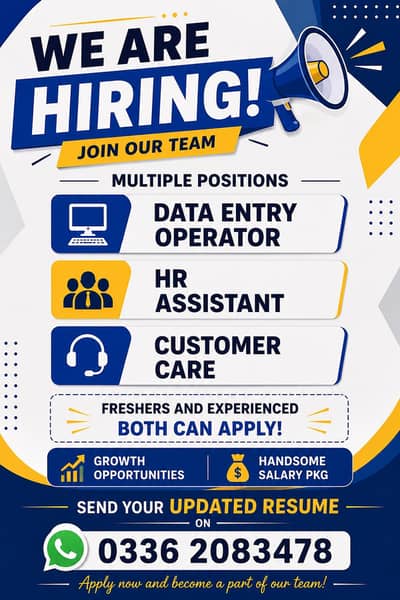 Urgent Hiring , fresher and experienced both can apply.