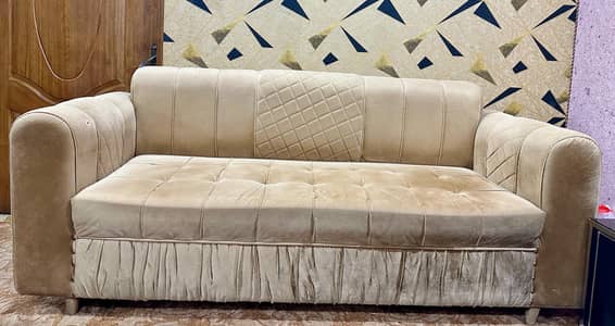 3 Seater Valvet Sofa Set - Golden Brown color - Sheikhu Pura Road