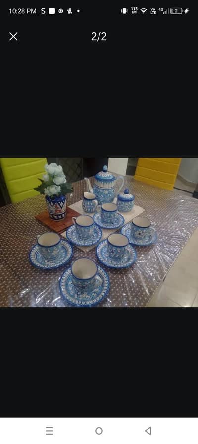 Multani blue pottery tea set complete