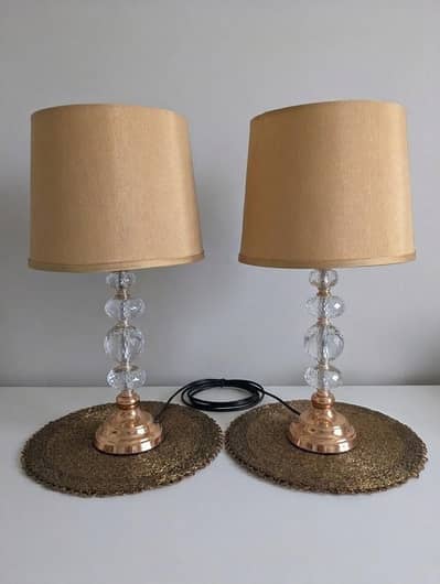 rose gold table lamps with mats