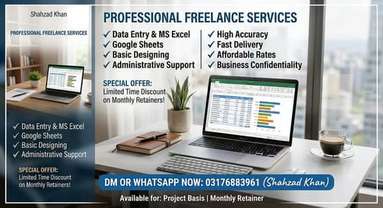 Data Entry, MS Excel & Social Media Management Services