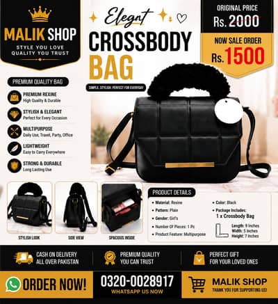 Stylish Black Rexine Crossbody Bag for Girls – Multipurpose
