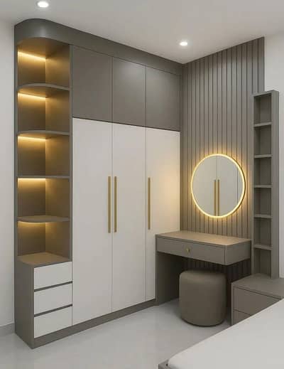 Wardrobe/ LED Media Wall/ Feature Wall/ Kitchen Cabinet/ Molding Wall/