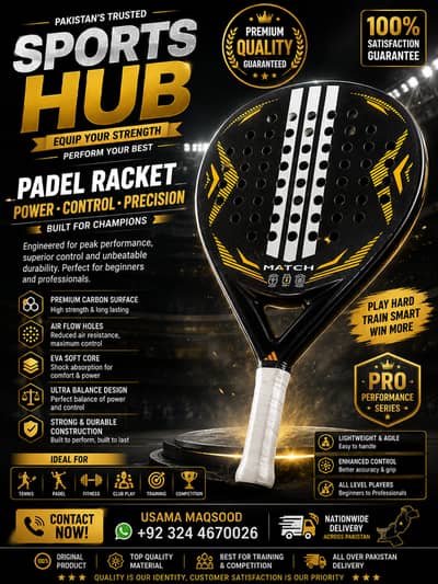 Padel Racket | Premium Carbon Padel Bat | Professional Quality |