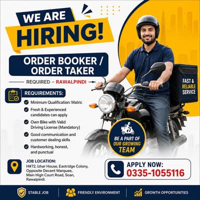 ORDER BOOKER/ORDER TAKER URGENT REQUIRED /RWP/ISB