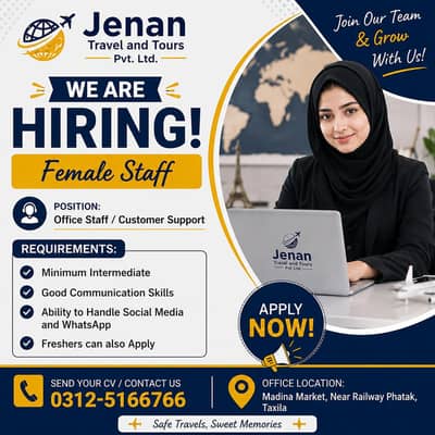 we are hiring female Travel Consultant tour guide for our travel comp