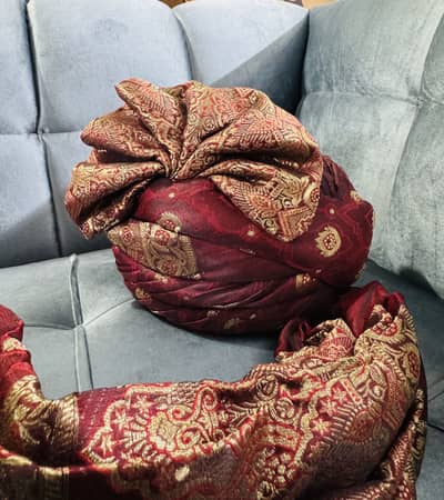 Royal Maroon Wedding Turban (Pagri/Safa)