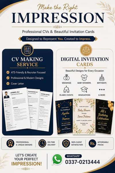 Professional CV Making | Wedding Cards | Baby Shower Cards